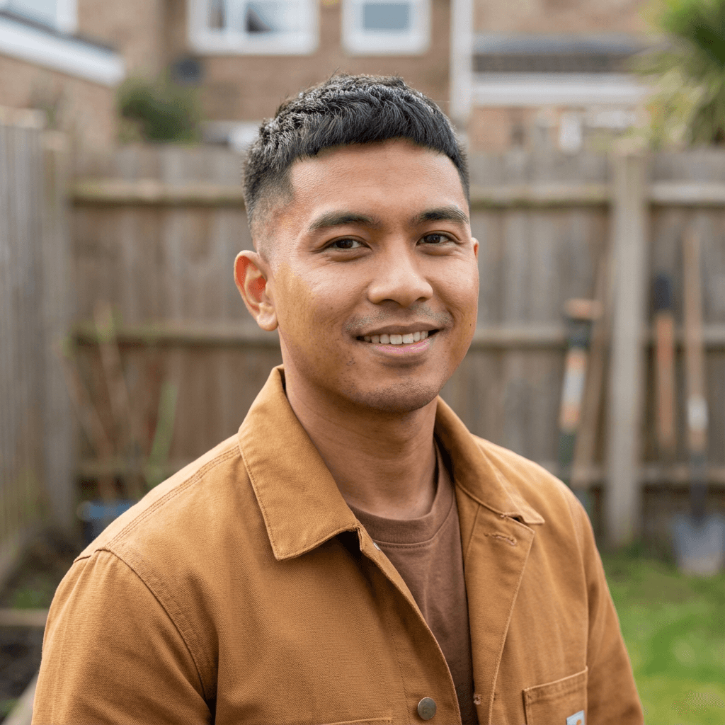 Robert Chen, homeowner with repaired and sealed deck
