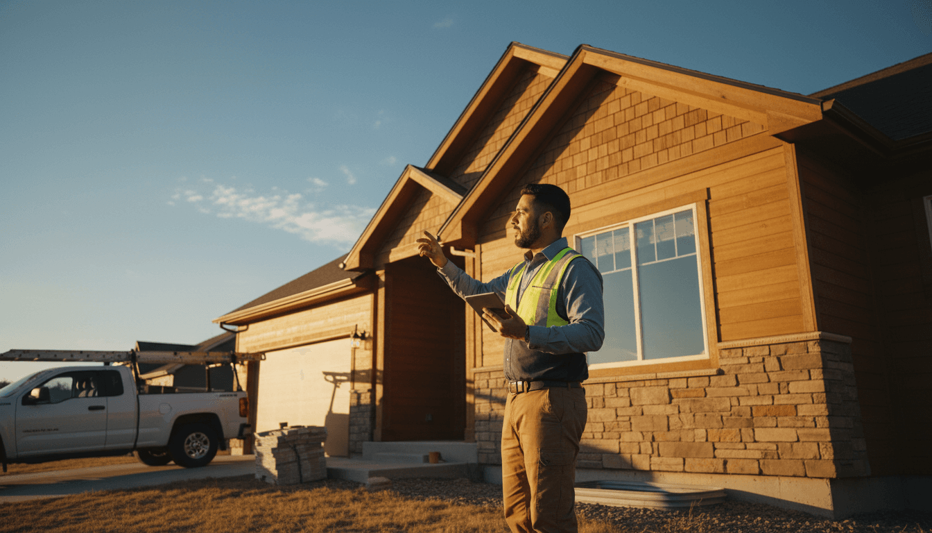 Keith Exteriors contractor inspecting home exterior in Carbon County, Utah