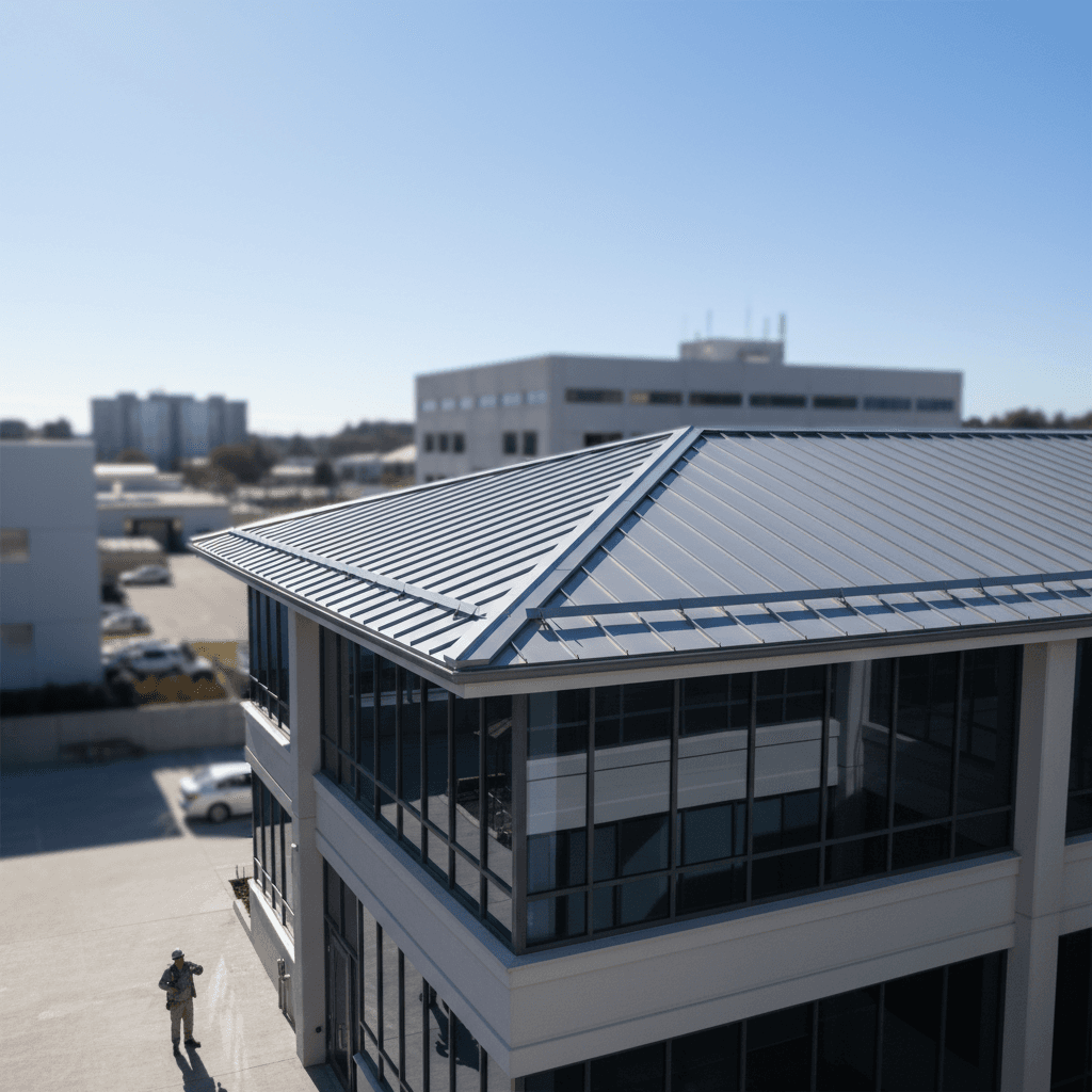 Commercial metal roofing project