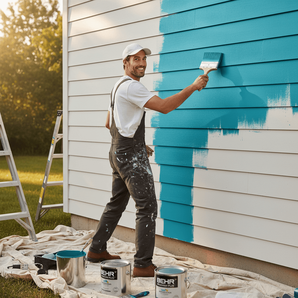 Exterior painting enhancing home appearance