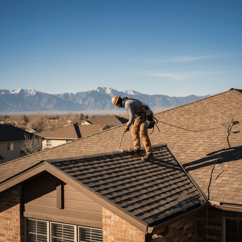 Roofing installation on residential home